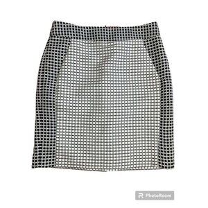 Geometric Print Straight Skirt Size 4P Lined White Black